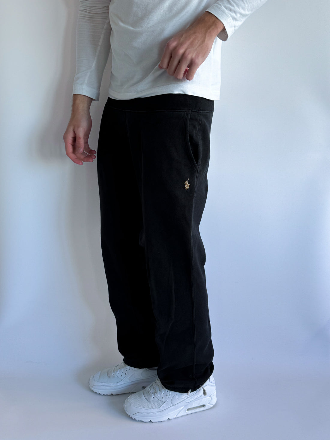Polo Ralph Lauren Vintage Jogger Pants – Black (Yellow Logo)