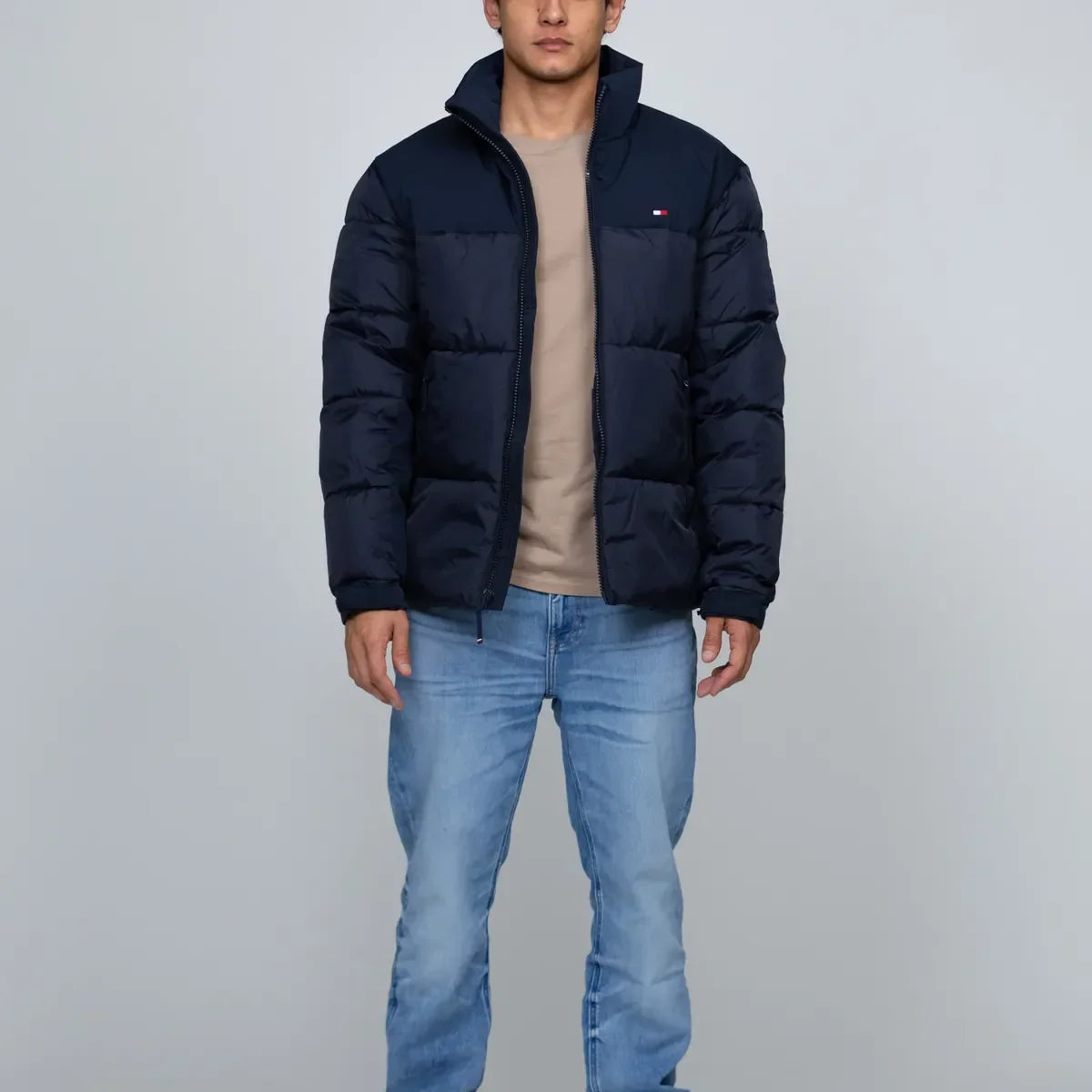 Parka De Cuello Alto Acolchada Con Logo Azul Tommy Hilfiger