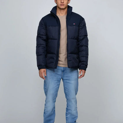 Parka De Cuello Alto Acolchada Con Logo Azul Tommy Hilfiger