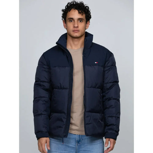 Parka De Cuello Alto Acolchada Con Logo Azul Tommy Hilfiger