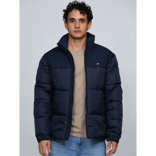 Parka De Cuello Alto Acolchada Con Logo Azul Tommy Hilfiger